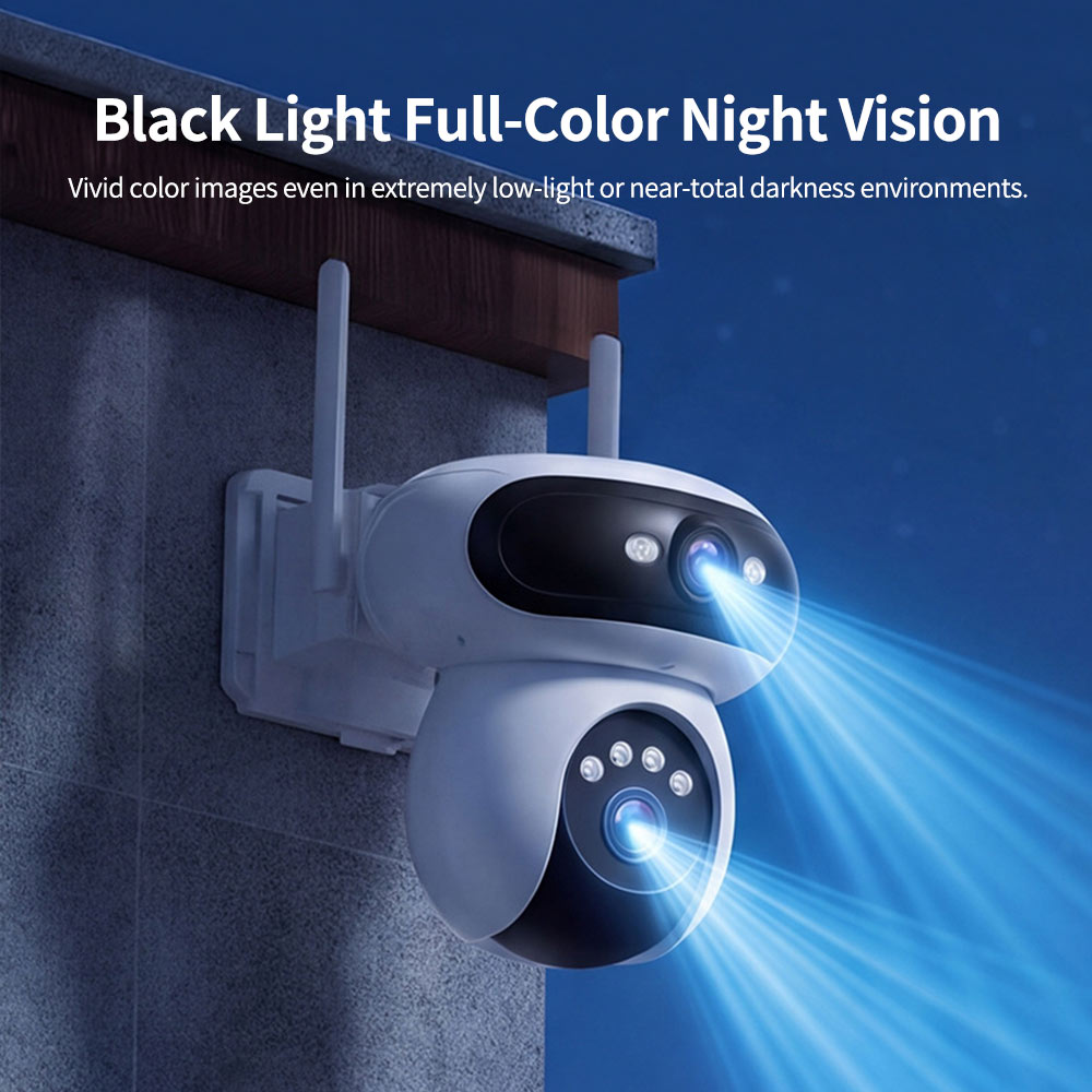 Black Light Full-Color Night Vision Camera, Dual-Lens 360° PTZ WiFi Security Camera: Wireless Dual-Lens PTZ Camera, Pan/Tilt Camera, PTZ Secur Surveillan, Premium Night Vision Surveillance for Villa, Factories, Warehouses, Parking lots Black Light Full-Color Night Vision Camera, Dual-Lens 360° PTZ WiFi Security Camera: Wireless Dual-Lens PTZ Camera, Pan/Tilt Camera, PTZ Secur Surveillan, Premium Night Vision Surveillance for Villa, Factories, Warehouses, Parking lots
