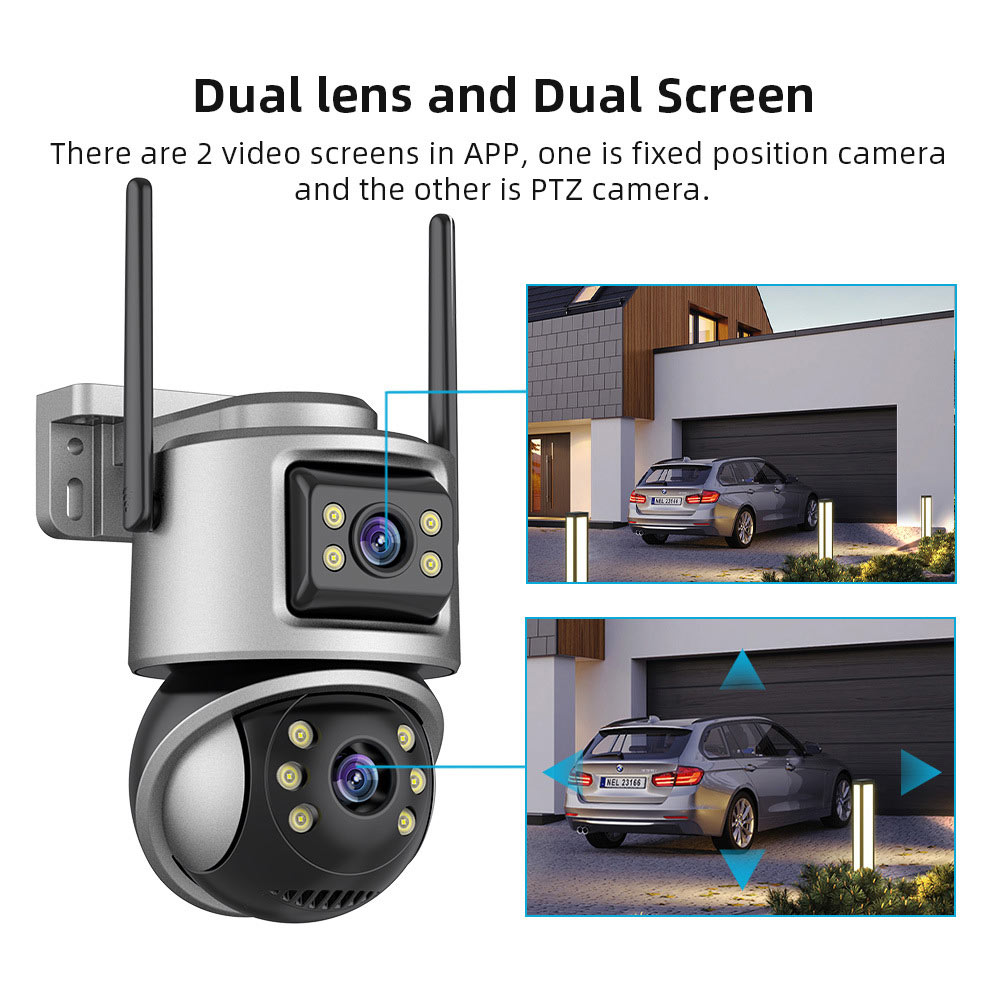Dual-Lens 360° PTZ WiFi Security Camera: Wireless Dual-Lens PTZ Camera, Pan/Tilt Camera, Wireless Outdoor CCTV, PTZ Secur Surveillan, Outdoor PTZ Camera, WiFi PTZ Camera with Dual-Lens Monitoring for residential properties, shops, warehouses Dual-Lens 360° PTZ WiFi Security Camera: Wireless Dual-Lens PTZ Camera, Pan/Tilt Camera, Wireless Outdoor CCTV, PTZ Secur Surveillan, Outdoor PTZ Camera, WiFi PTZ Camera with Dual-Lens Monitoring for residential properties, shops, warehouses