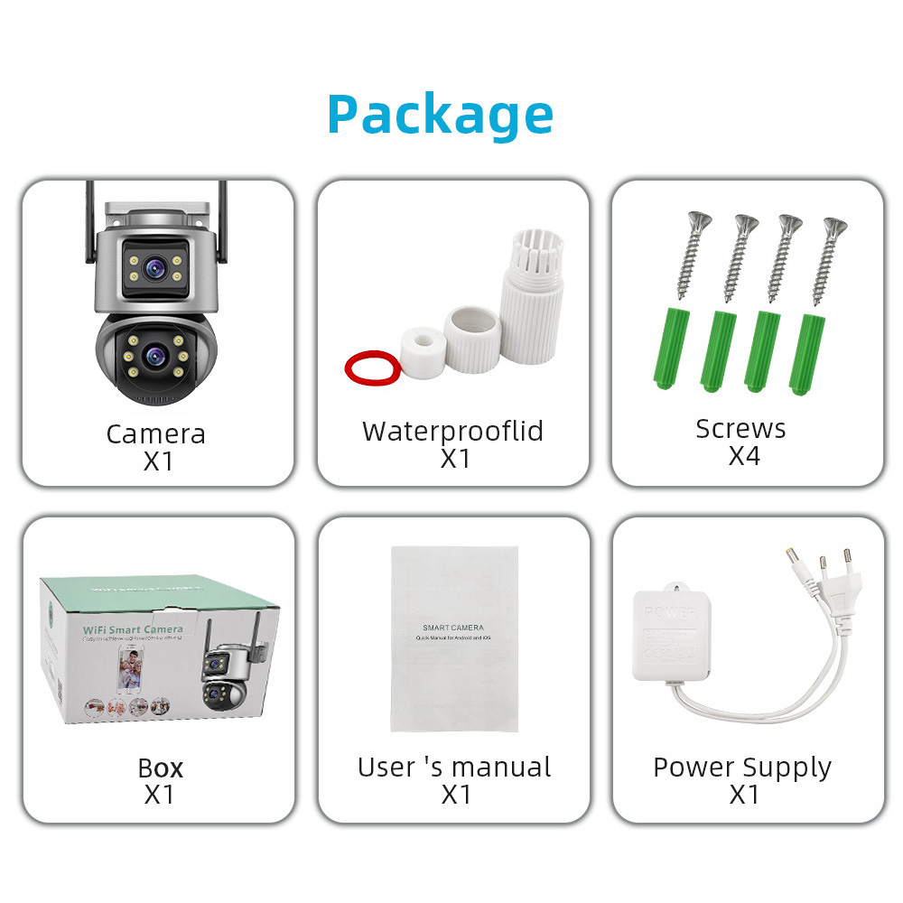 Dual-Lens 360° PTZ WiFi Security Camera: Wireless Dual-Lens PTZ Camera, Pan/Tilt Camera, Wireless Outdoor CCTV, PTZ Secur Surveillan, Outdoor PTZ Camera, WiFi PTZ Camera with Dual-Lens Monitoring for residential properties, shops, warehouses Dual-Lens 360° PTZ WiFi Security Camera: Wireless Dual-Lens PTZ Camera, Pan/Tilt Camera, Wireless Outdoor CCTV, PTZ Secur Surveillan, Outdoor PTZ Camera, WiFi PTZ Camera with Dual-Lens Monitoring for residential properties, shops, warehouses