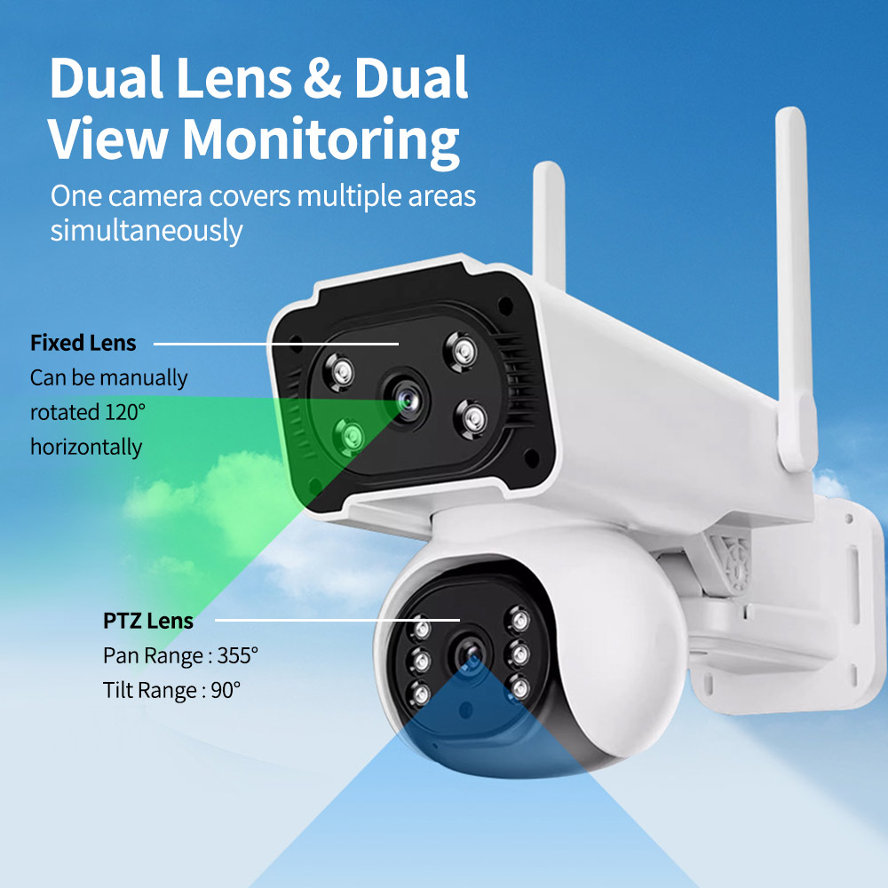 Dual-Lens WiFi PTZ Security Camera: Wireless Dual-Lens PTZ Camera, AI Dual-Lens Outdoor WiFi Camera, Dual-Lens Smart Security Camera, WiFi PTZ Camera with Dual-Lens Monitoring, Full-Color Night Vision, AI Motion Tracking, Security Camera for Villa Dual-Lens WiFi PTZ Security Camera: Wireless Dual-Lens PTZ Camera, AI Dual-Lens Outdoor WiFi Camera, Dual-Lens Smart Security Camera, WiFi PTZ Camera with Dual-Lens Monitoring, Full-Color Night Vision, AI Motion Tracking, Security Camera for Villa