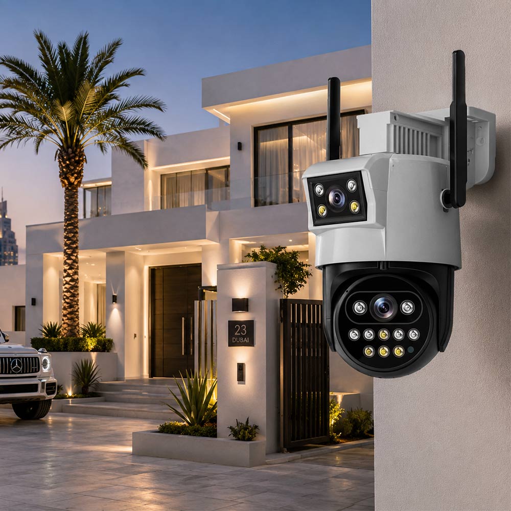 Smart Panoramic Dual-Lens PTZ WiFi Surveillance Camera: Wireless Dual-Lens PTZ Camera, Dual-Lens Smart Security Camera, WiFi PTZ Camera with Dual-Lens Monitoring, Outdoor Surveillance Camera for residential properties, shops, warehouses Smart Panoramic Dual-Lens PTZ WiFi Surveillance Camera: Wireless Dual-Lens PTZ Camera, Dual-Lens Smart Security Camera, WiFi PTZ Camera with Dual-Lens Monitoring, Outdoor Surveillance Camera for residential properties, shops, warehouses