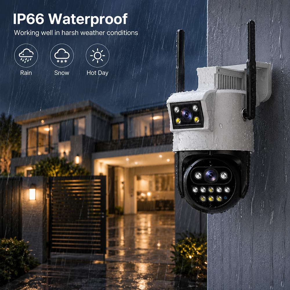 Smart Panoramic Dual-Lens PTZ WiFi Surveillance Camera: Wireless Dual-Lens PTZ Camera, Dual-Lens Smart Security Camera, WiFi PTZ Camera with Dual-Lens Monitoring, Outdoor Surveillance Camera for residential properties, shops, warehouses Smart Panoramic Dual-Lens PTZ WiFi Surveillance Camera: Wireless Dual-Lens PTZ Camera, Dual-Lens Smart Security Camera, WiFi PTZ Camera with Dual-Lens Monitoring, Outdoor Surveillance Camera for residential properties, shops, warehouses