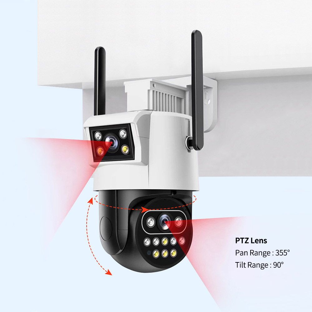 Smart Panoramic Dual-Lens PTZ WiFi Surveillance Camera: Wireless Dual-Lens PTZ Camera, Dual-Lens Smart Security Camera, WiFi PTZ Camera with Dual-Lens Monitoring, Outdoor Surveillance Camera for residential properties, shops, warehouses Smart Panoramic Dual-Lens PTZ WiFi Surveillance Camera: Wireless Dual-Lens PTZ Camera, Dual-Lens Smart Security Camera, WiFi PTZ Camera with Dual-Lens Monitoring, Outdoor Surveillance Camera for residential properties, shops, warehouses