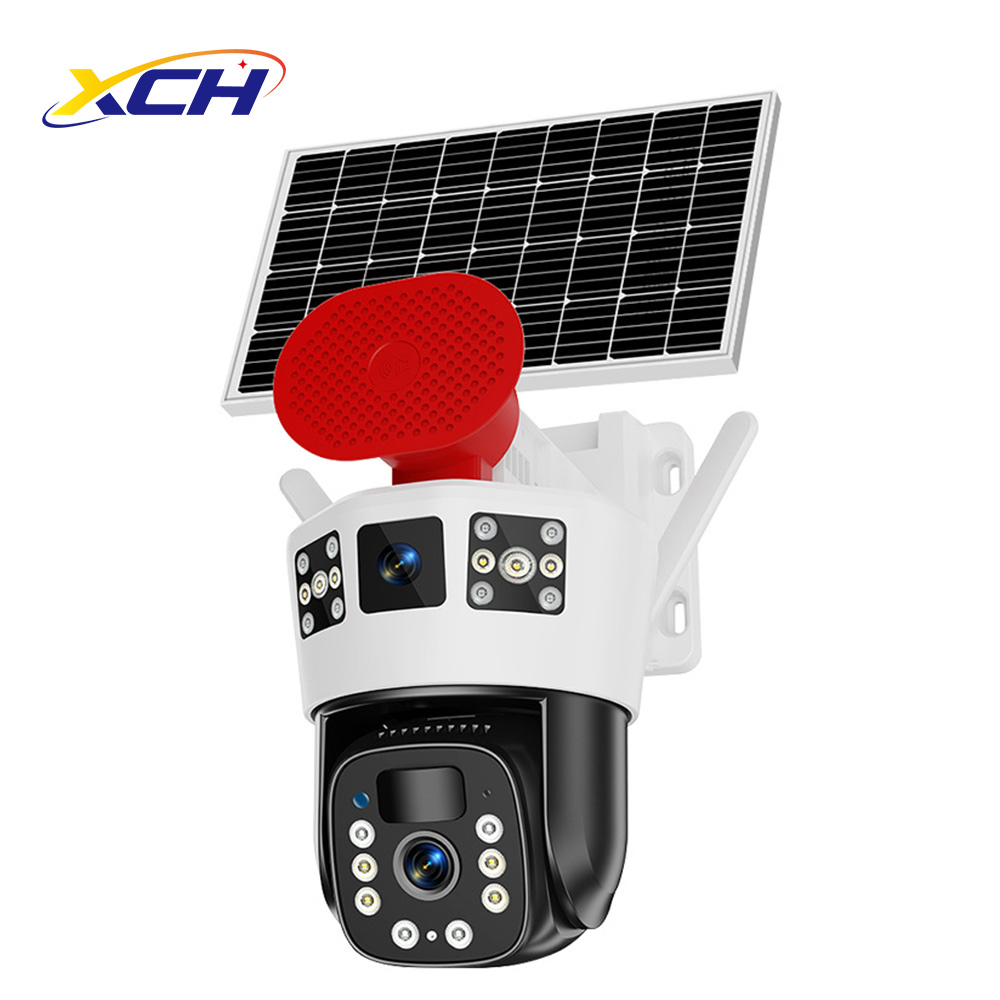 Solar PTZ Security Camera with Smart Siren Alarm: 8MP Ultra HD, Smart Full-Color Night Vision, IP66 Waterproof, No Electricity, AOV Low Power, Smart Alarms, Solar Surveillance Camera for villas, farms, warehouses, and construction sites
