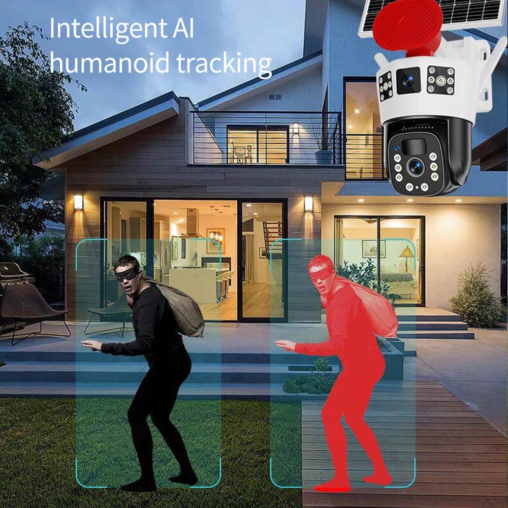 Solar PTZ Security Camera with Smart Siren Alarm: 8MP Ultra HD, Smart Full-Color Night Vision, IP66 Waterproof, No Electricity, AOV Low Power, Smart Alarms, Solar Surveillance Camera for villas, farms, warehouses, and construction sites Solar PTZ Security Camera with Smart Siren Alarm: 8MP Ultra HD, Smart Full-Color Night Vision, IP66 Waterproof, No Electricity, AOV Low Power, Smart Alarms, Solar Surveillance Camera for villas, farms, warehouses, and construction sites