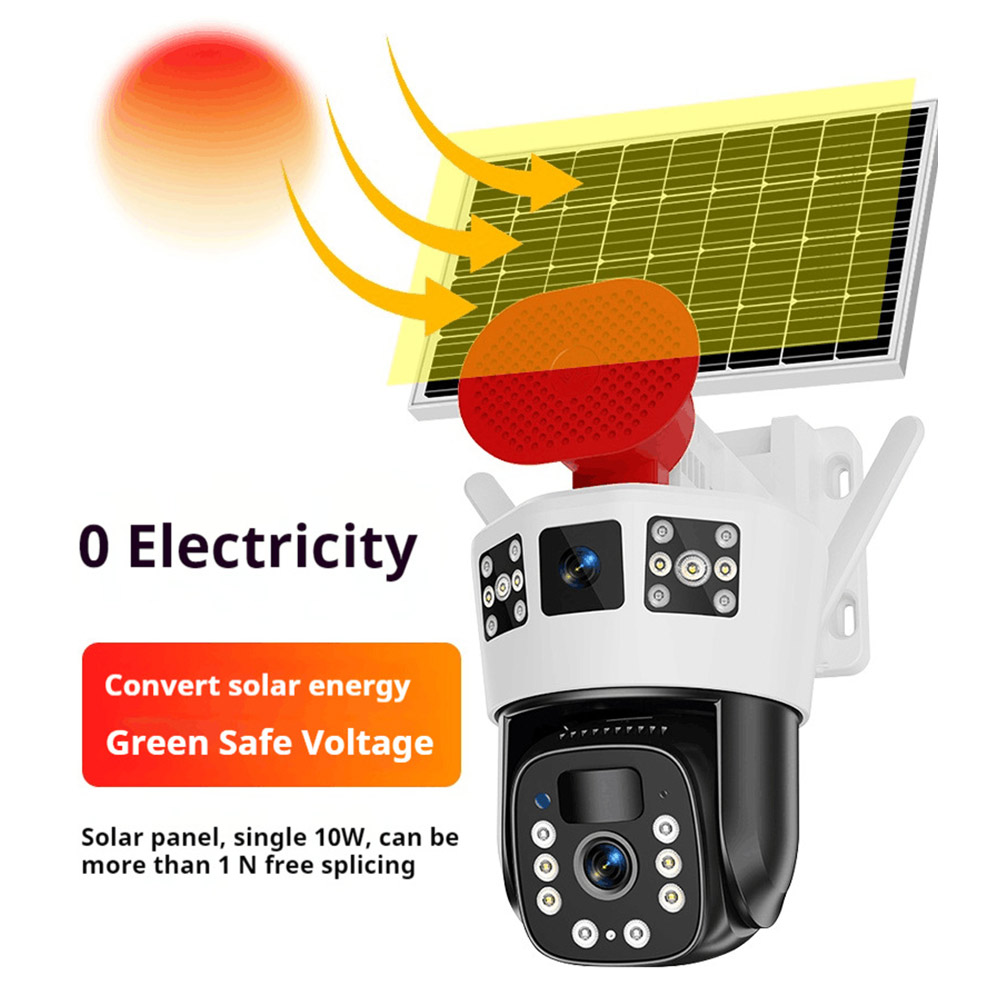 Solar PTZ Security Camera with Smart Siren Alarm: 8MP Ultra HD, Smart Full-Color Night Vision, IP66 Waterproof, No Electricity, AOV Low Power, Smart Alarms, Solar Surveillance Camera for villas, farms, warehouses, and construction sites Solar PTZ Security Camera with Smart Siren Alarm: 8MP Ultra HD, Smart Full-Color Night Vision, IP66 Waterproof, No Electricity, AOV Low Power, Smart Alarms, Solar Surveillance Camera for villas, farms, warehouses, and construction sites