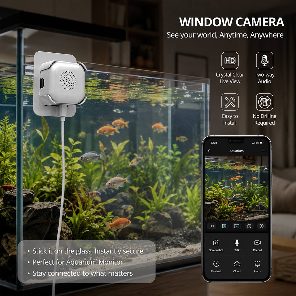 WiFi Window Security Camera: Window Security Camera, Window-mounted WiFi Camera, No Drill Security Camera, Adhesive Window Camera, Punching-free installation, Full-Color Night Vision, Human Detection, Suitable for Doors, Windows, Offices, Fish Tank WiFi Window Security Camera: Window Security Camera, Window-mounted WiFi Camera, No Drill Security Camera, Adhesive Window Camera, Punching-free installation, Full-Color Night Vision, Human Detection, Suitable for Doors, Windows, Offices, Fish Tank